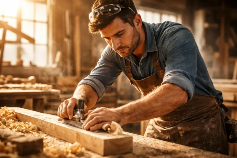 Young person with braided hair looking intently while spraying a cleaning solution on a window or glass surface, viewed through a black window frame.